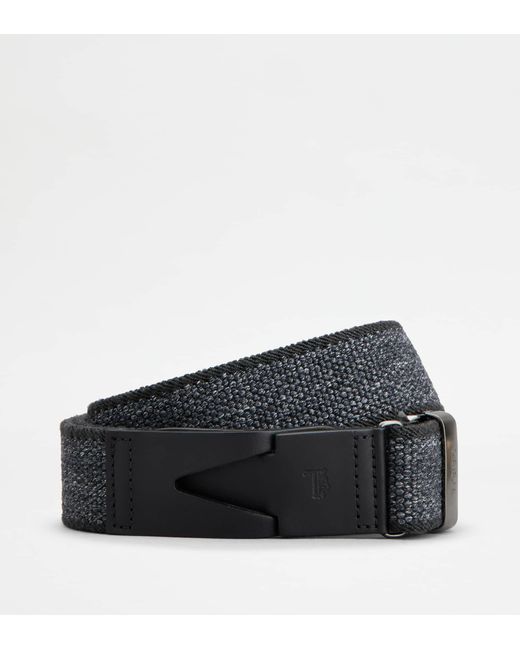 Tod's Black Belt In Canvas And Leather for men