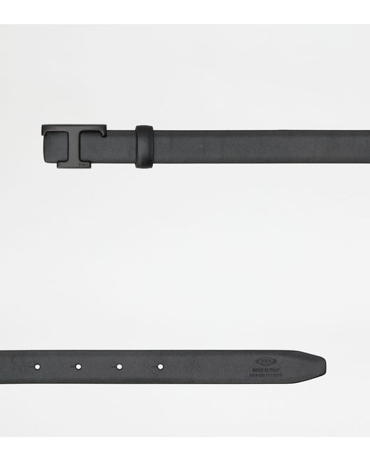 Tod's Black T Timeless Reversible Belt In Leather