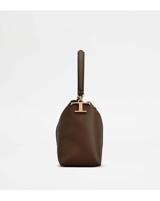 Tod's Brown T Case Shoulder Bag In Leather Small