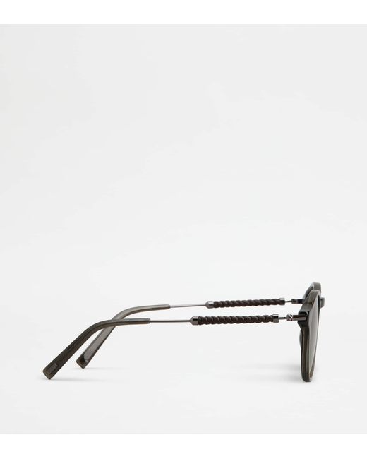 Tod's Gray Rounded Sunglasses With Temples for men