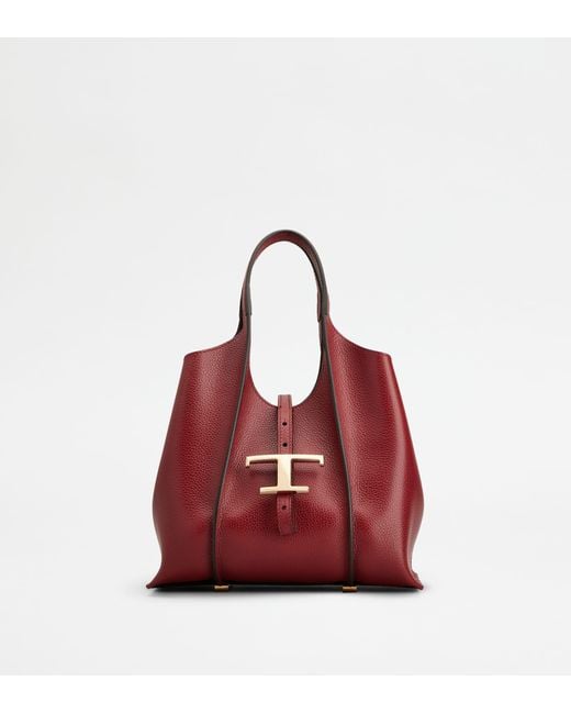 Tod's Red Shopper T Timeless Aus Leder Mini