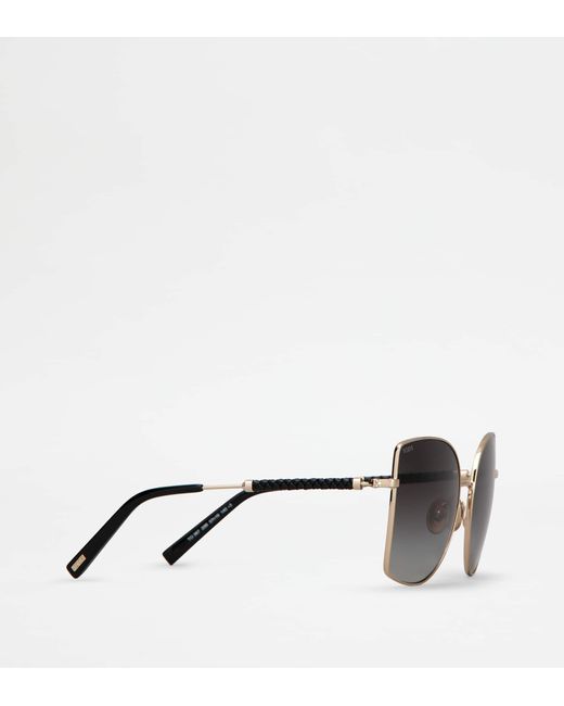 Tod's Gray Sonnenbrille mit Bügeln aus Leder