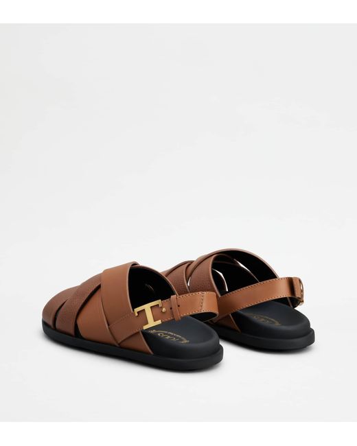 Tod's Brown Sandals In Leather