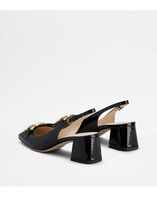 Tod's Black Kate Slingback Pumps In Patent Leather
