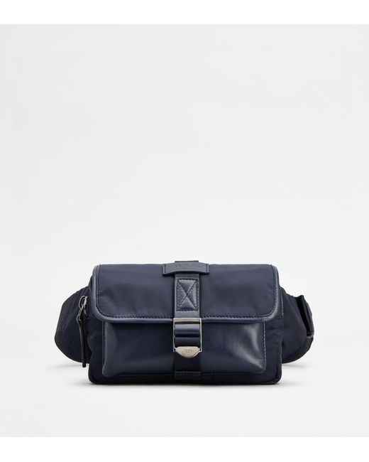 Tod's Blue Belt Bag In Fabric And Leather Micro for men