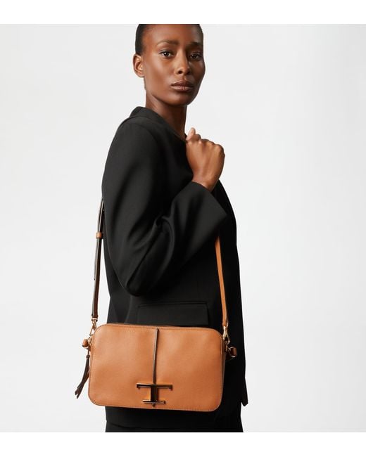 Tod's Brown T Timeless Camera Bag In Leather Small