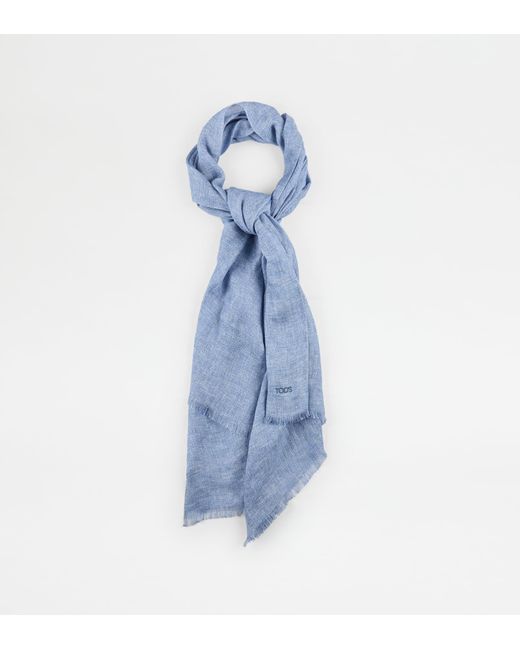 Tod's Blue Linen Blend Scarf for men