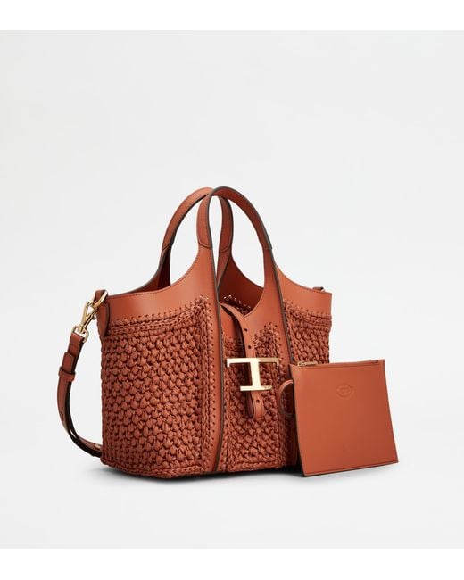 Tod's Brown T Timeless Shopping Bag