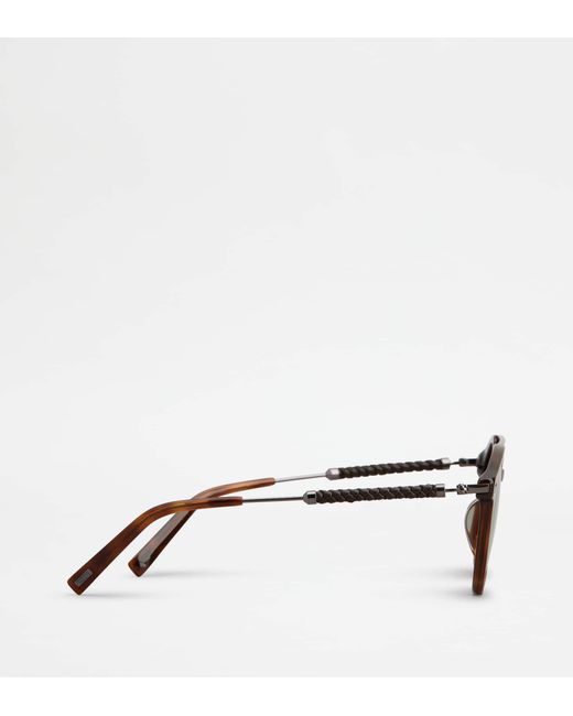 Tod's Green Rounded Sunglasses With Temples for men