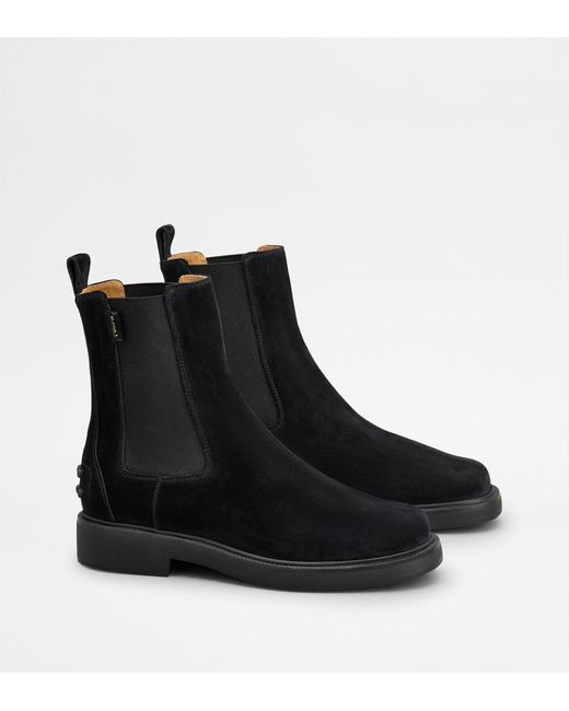 Tod's Black Gomma Suede Ankle Boots