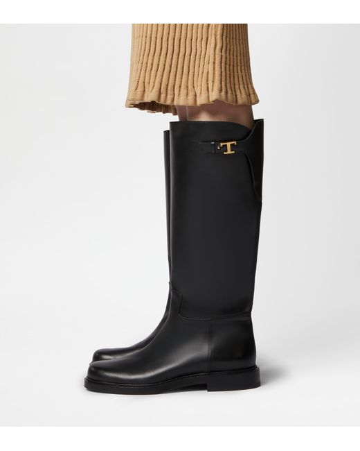 Tod's Black Boots In Leather