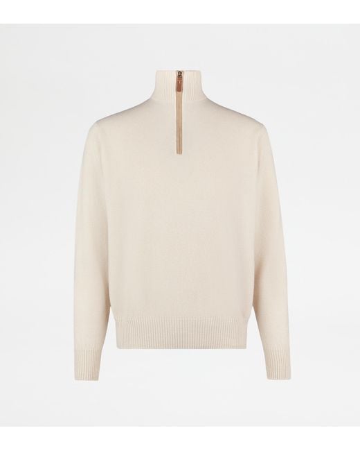 Tod's White Half Zip Jumper for men