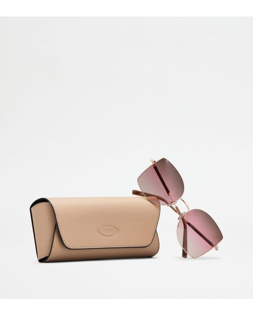Tod's Pink Sonnenbrille mit Bügeln aus Leder