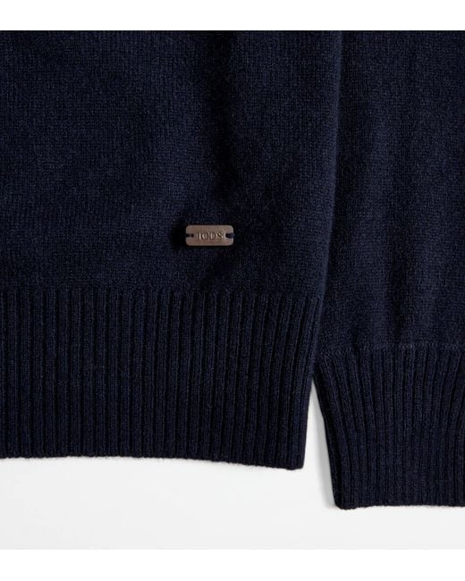 Tod's Blue Cashmere Blend Round-Neck Pullover for men