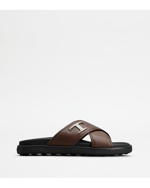 Tod's Brown Sandals In Leather for men