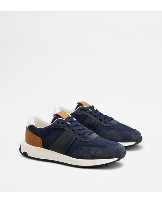Sneakers in Pelle e Tessuto Tecnico di Tod's in Blue da Uomo