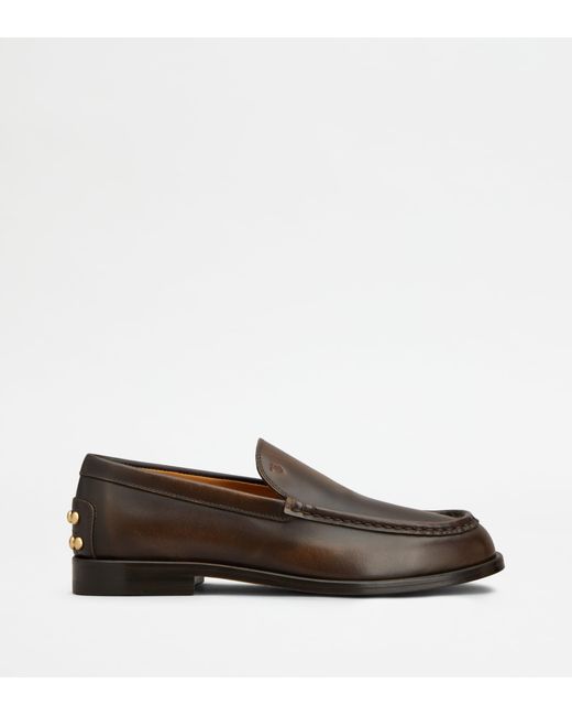 Tod's Brown Metal Dots Loafers