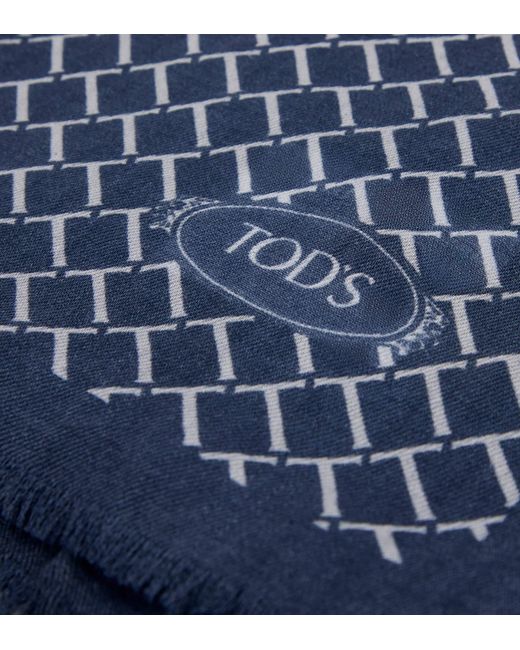 Tod's Blue Scarf In Wool for men
