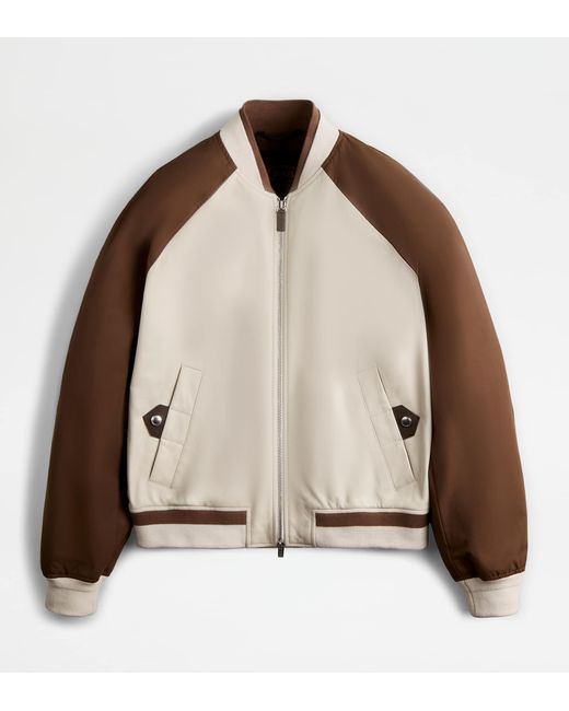 Tod's Natural Bomber Jacket In Leather for men