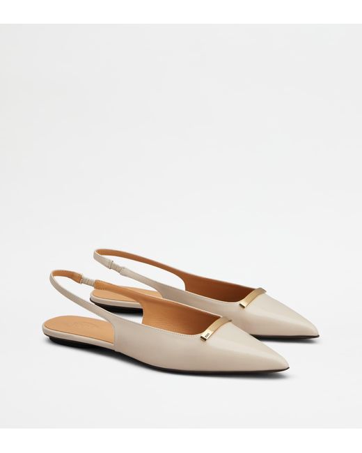 Tod's White Slingback Ballerinas