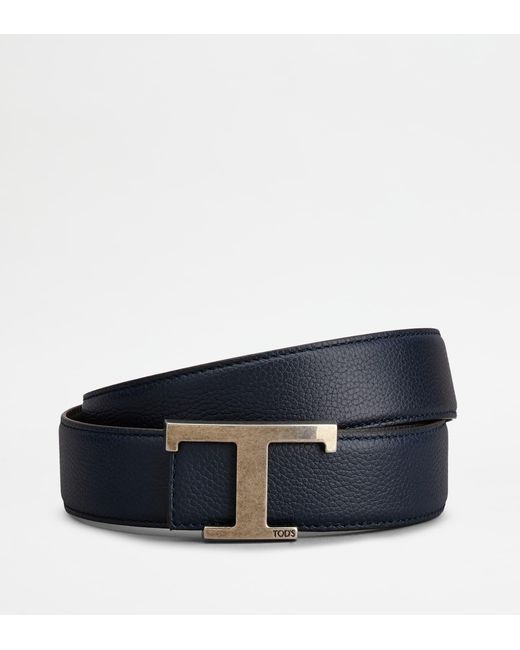 Tod's Blue T Timeless Reversible Belt In Leather for men
