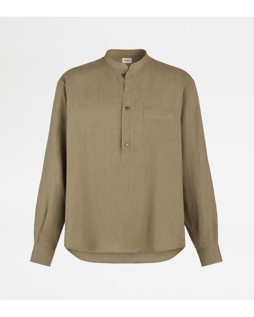Tod's Green Mandarin Shirt for men