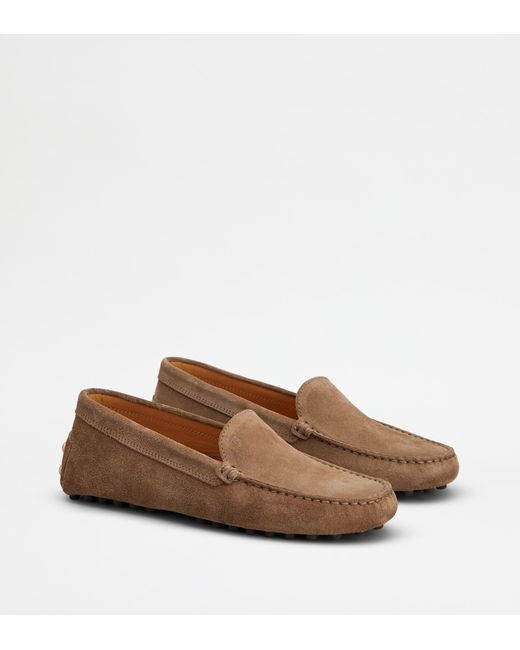 Tod's Brown Metal Dots Gommino Loafers