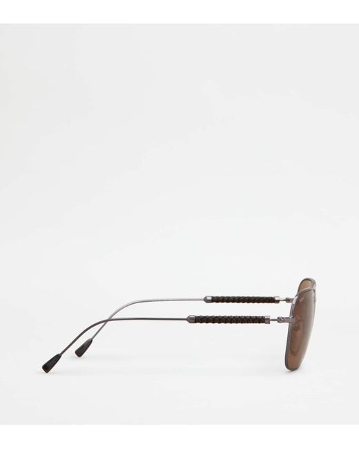 Tod's Brown Squared Sunglasses With Temples for men