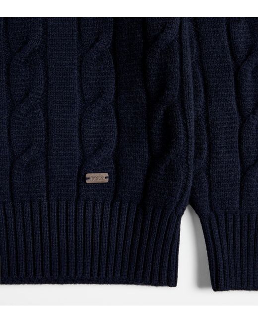 Tod's Blue Cashmere Blend Round-Neck Pullover for men
