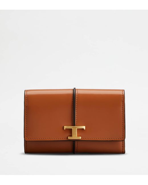 Tod's Brown T Timeless Wallet In Leather