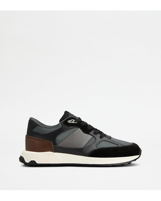 Tod's Sneakers Aus Leder Und Stoff, Grau,Schwarz in Black für Herren