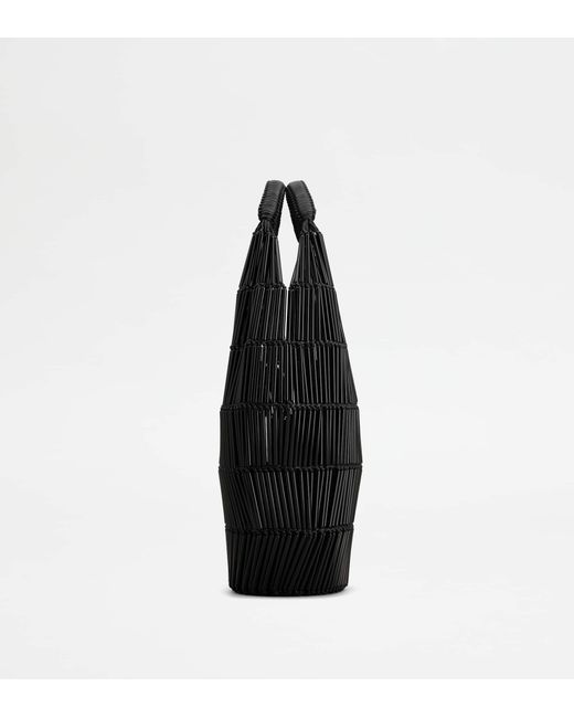 Tod's Black Di Bag Folio Schultertasche Aus Leder Und Plexi Small