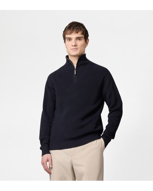 Tod's Blue Silk Blend Half Zip Jumper for men
