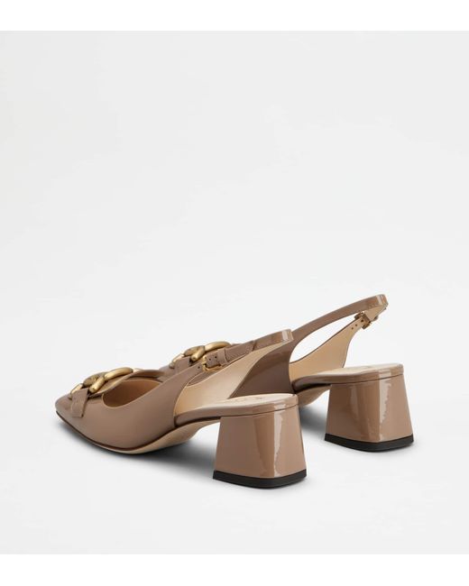 Tod's Natural Kate Slingback Pumps In Patent Leather