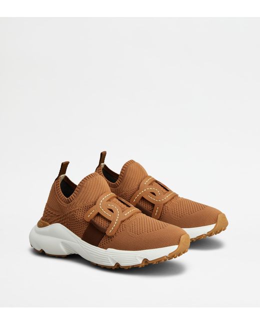 Tod's Brown Chain-link Detail Slip-on Sneakers