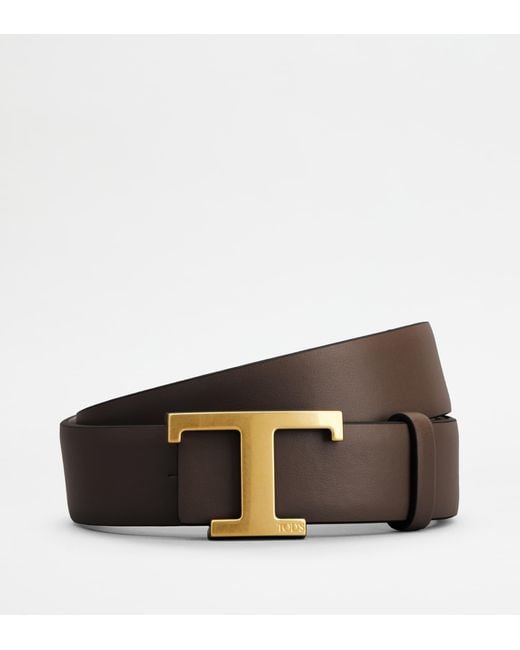 Tod's Natural T Timeless Reversible Belt In Leather