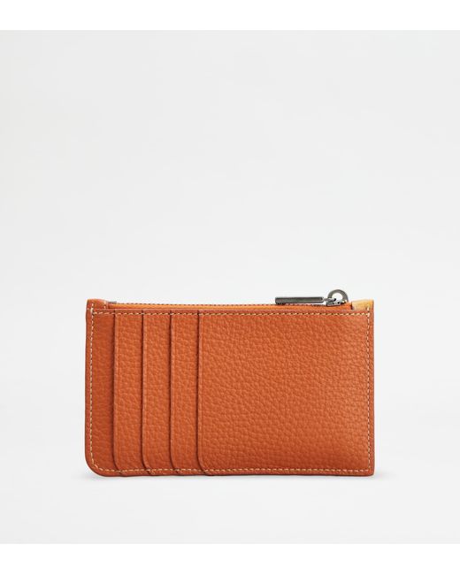 Tod's Orange Credit Card Holder In Leather for men