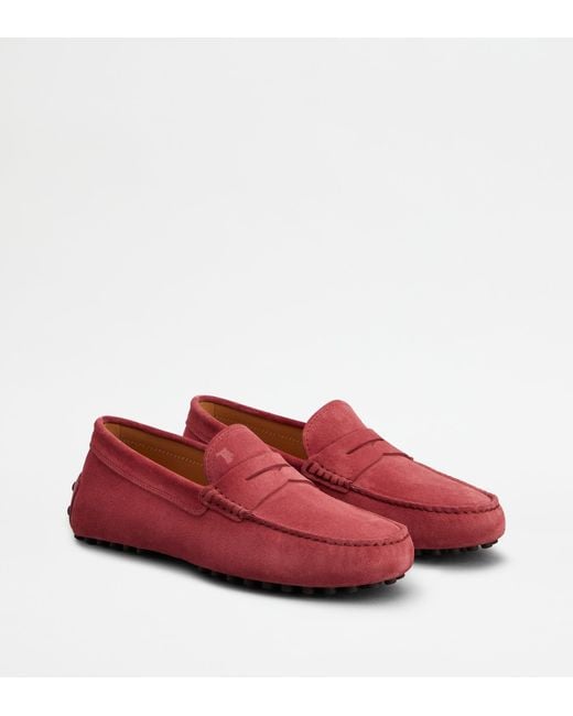 Tod's Gommino Mokassins Aus Veloursleder in Red für Herren