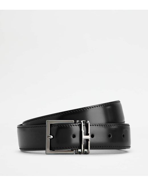 Tod's Black Adjustable And Reversible Belt In Leather for men