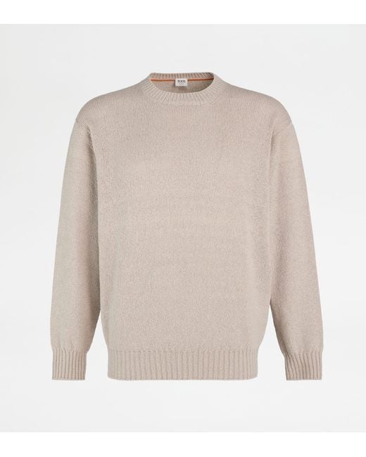 Tod's White Round-Neck Jumper for men