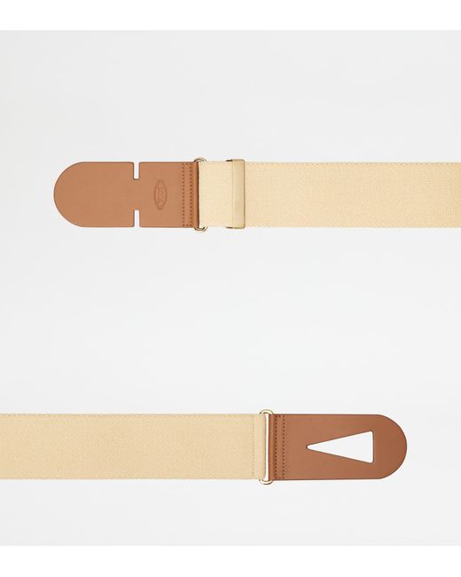 Tod's Natural Belt In Canvas And Leather