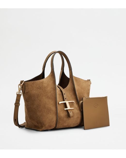 Tod's Brown T Timeless Shopping Bag