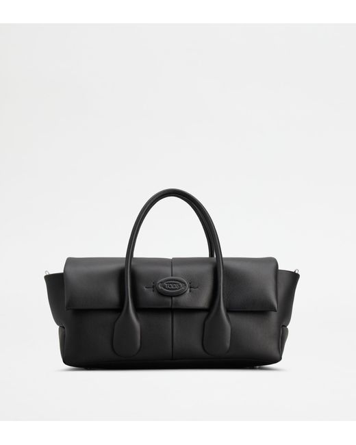 Tod's Black Di Bag Reverse Flap In Leather Small