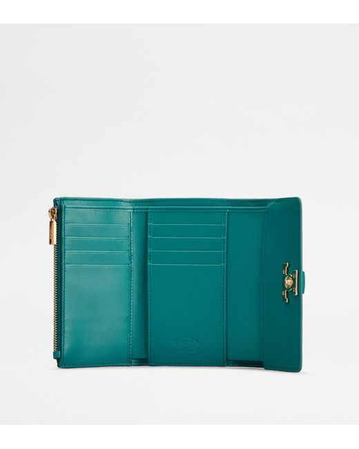 Tod's Blue T Timeless Wallet In Leather
