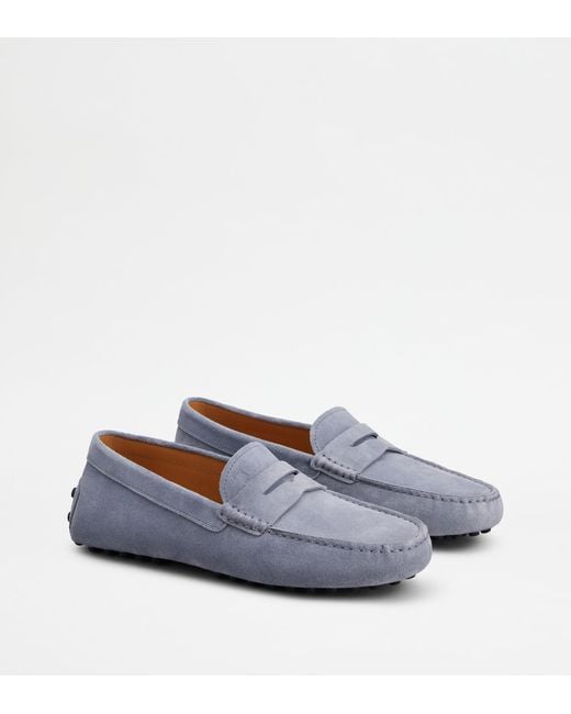 Tod's Gommino Mokassins Aus Veloursleder in Blue für Herren