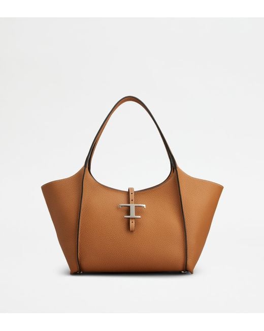Tod's Brown T Timeless Shopping Bag