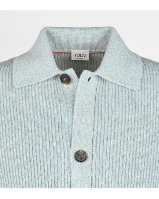 Tod's Blue Cashmere Blend Cardigan for men
