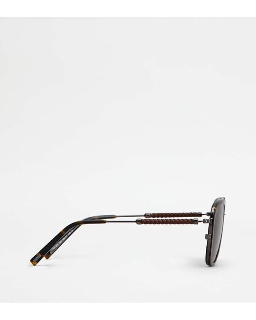 Tod's Brown Sonnenbrille mit Bügeln aus Leder
