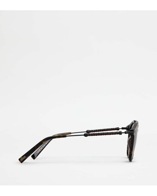 Tod's Panto-Sonnenbrille mit Bügeln aus Leder in Brown für Herren