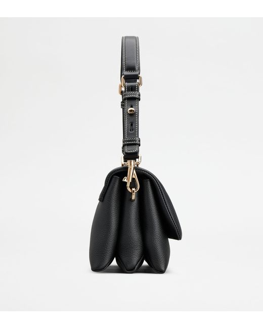 Tod's Black T Timeless Flap Bag In Leather Mini